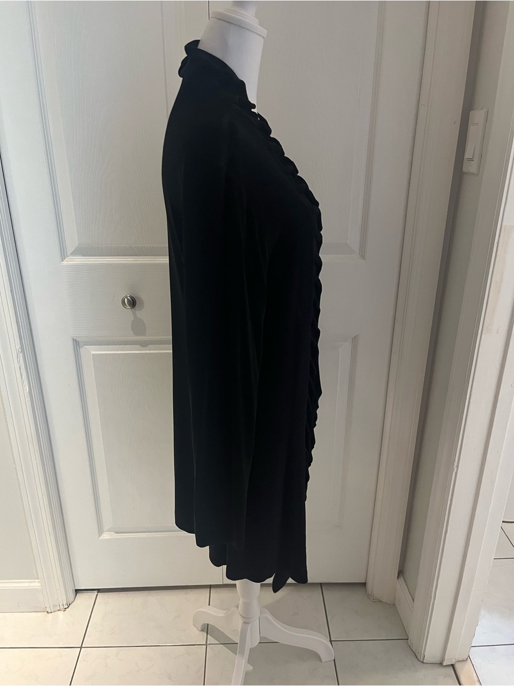 Chico's Black Ruffled Open-Front Cardigan - Picture 3 of 4